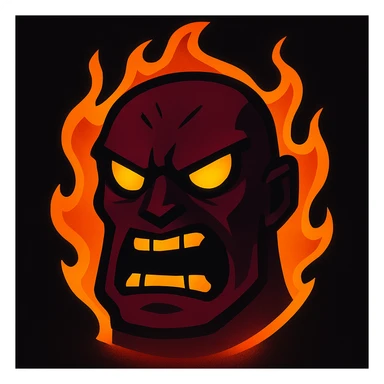 Make the red, angry, plasma-like humanoid monster darker, keeping the glowing effect sticker