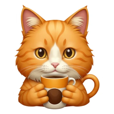 Light orange cat drinking coffee  sticker