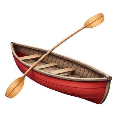 A red rowboat with a cute face and little oars as arms sticker