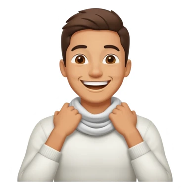 hands crossed over neck laughing guy sticker