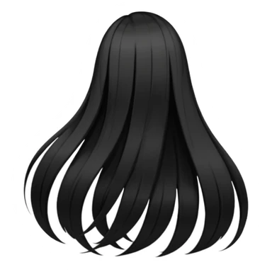 back view of long black hair sticker