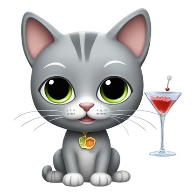 Grey cat with martini sticker