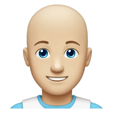 bald boy with a smile blue eyes sticker