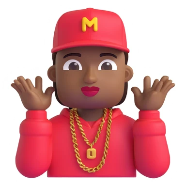 Make the rapper's skin significantly darker, keep the same 3D emoji style and all other features unchanged, with no background. sticker