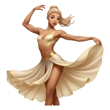 Cinematic Realistic Dance Poses, an elegant dancer mid-motion, muscles tensed with control, soft fabric of their attire flowing with movement, dramatic lighting highlighting the graceful lines, glowing with passion and poise. sticker