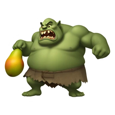 A giant ogre eating a mango sticker