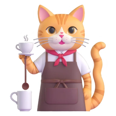 cat barista making coffee sticker