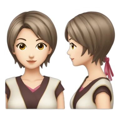 Okada Saki：Girl,Short hair,Brown hair sticker