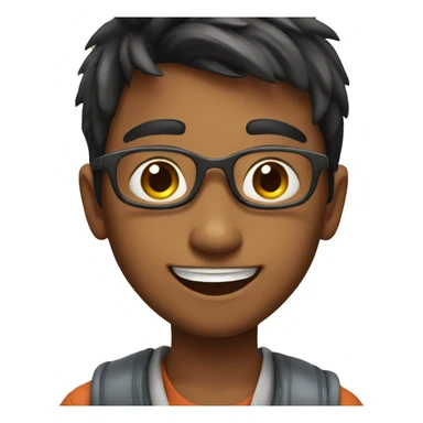 smart and indian boy taking selfiee with a smilig face sticker