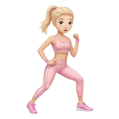 white girl  in light pink clothes exercising sticker
