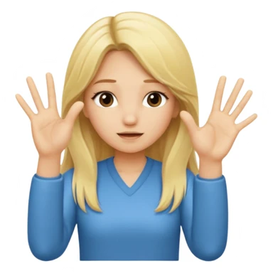 blonde cartoon girl long hair making time out gesture hands making "t" sign sticker