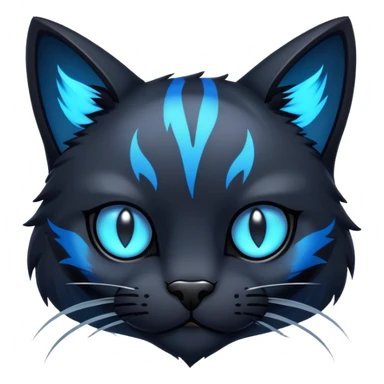 Cool cute edgy dark gloomy black abyssal Abyss-Night-Cat with glowing blue markings sticker