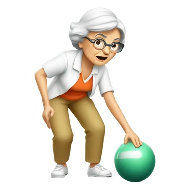 Older Lady playing lawn bowls sticker