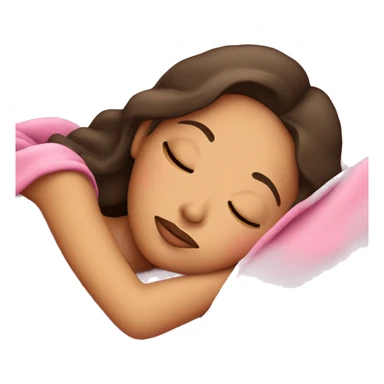 Brunette sleeping with pink blanket  sticker