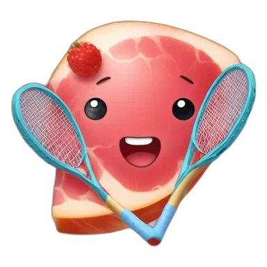 Kawaii jamon with tennis racket sticker