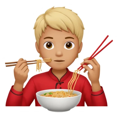 Create a person having noodles dinner. sticker