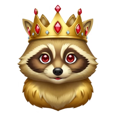 Gold Racoon with gold with red jewelled crown sticker