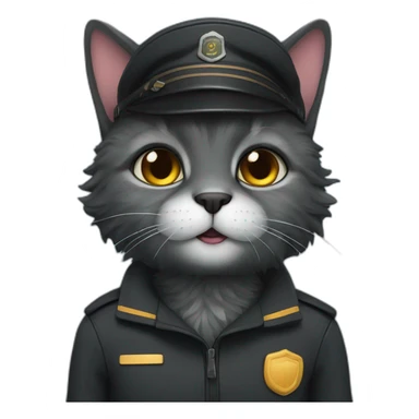 fluffy dark cat pilot sticker