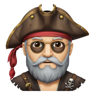 old bearded pirate with eye patch and pirate hat sticker