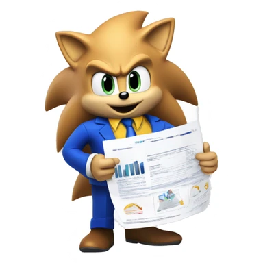 Sonic the Hedgehog presenting a business report sticker