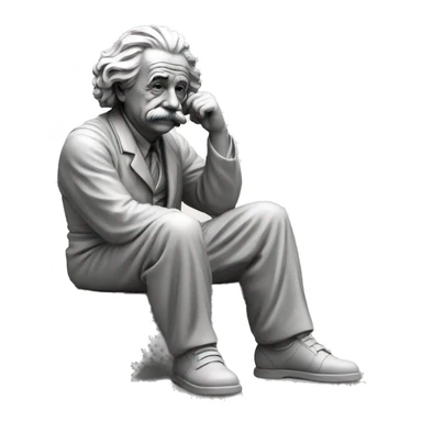 sitting philosopher-statue as albert einstein and thinking lean on fist sticker