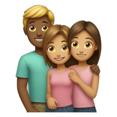 2 girls and 1 boy hugging  sticker