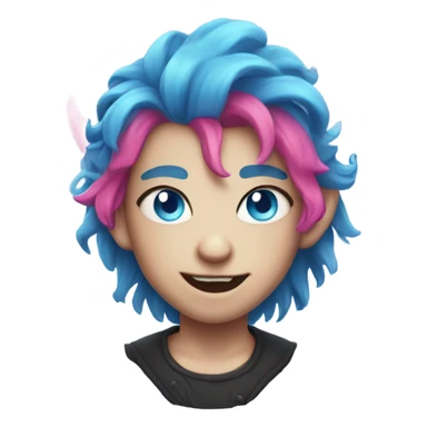 cute demon with pink hair and blue eyes sticker