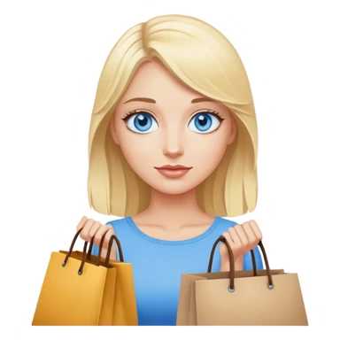 Blonde with blue eyes with bags in her hands sticker
