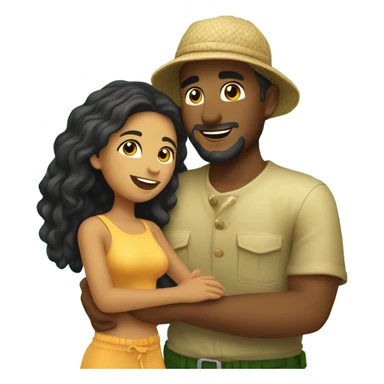 Latina island girl with Caucasian fisherman husband in love on an island  sticker
