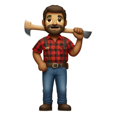 Multiracial chunky lumberjack man with ax in all red plaid  sticker
