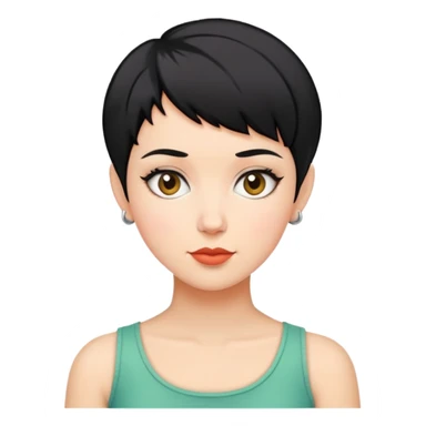 woman pixie cut black hair sticker
