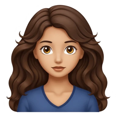 Make me a brunette girl, with brown (dark) eyes and long, wavy hair sticker