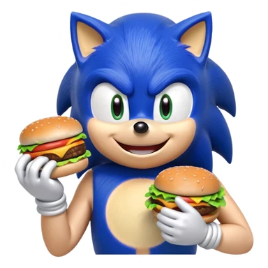 Sonic eating a burger  sticker