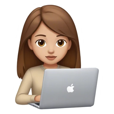 Brow hair girl with a laptop  sticker
