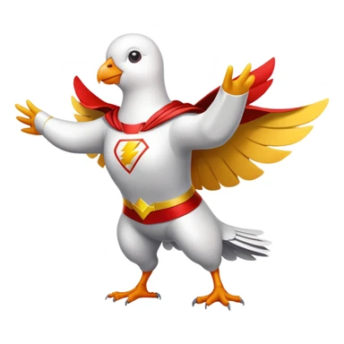 white pigeon wearing Flash superhero costume sticker