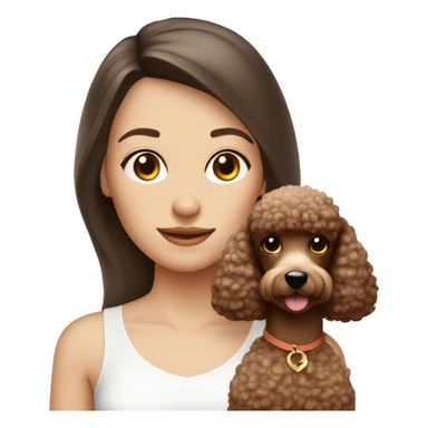 Brunette girl is pale with a peach poodle sticker