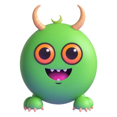 one-eyed green round monster with little horns like in Monsters Inc sticker