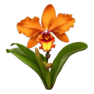 Cattleya orchid orange  sticker