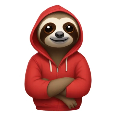 A sloth wearing a red hoodie sticker