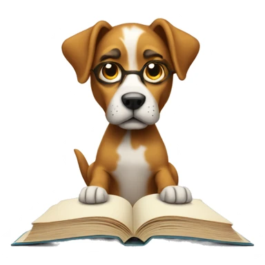 dog reading book sticker