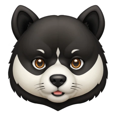 Black, wide, Akita dog head, bear like, with pointy ears  sticker