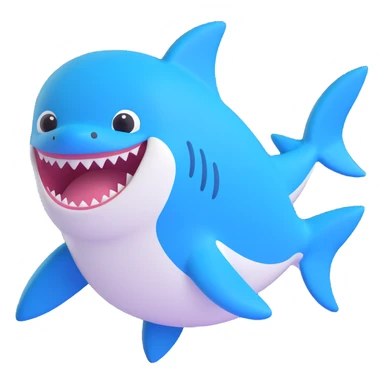 baby shark, cute, rounded, blue and white, no text sticker