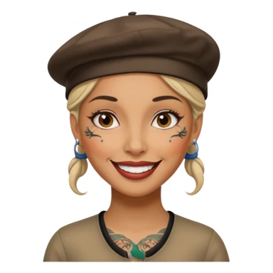 woman with tattooed faces wearing berets sticker