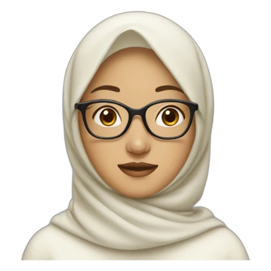 asian woman with cream hijab and glasses sticker