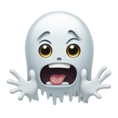 a surprised face imitating a ghost with it's hands sticker