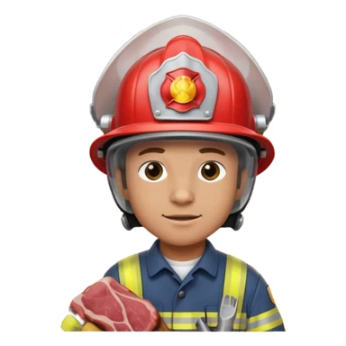 Firefighter cooking meat using building that is on fire sticker