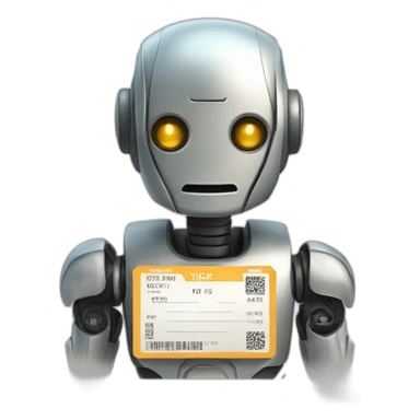 a robot with a ticket pass sticker