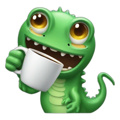 talkative water monster with a coffee sticker