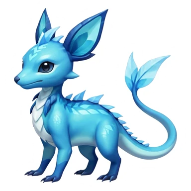 Colorful Iridescent Exotic Salandit-Aurorus-Glaceon-Fakémon-hybrid-creature (full body)  sticker