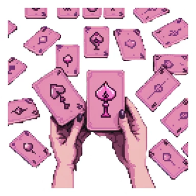 a hand of pink tarot cards sticker